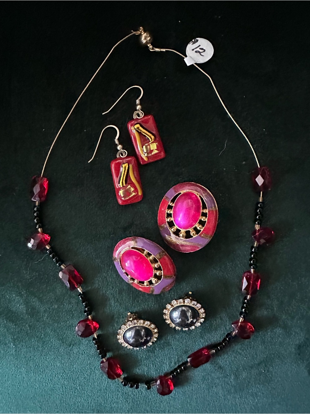 Dark Magical Girl Jewelry lot (3 pairs of earrings and one choker necklace)